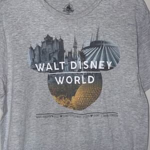 Disney Parks Unisex Size XL World Light Gray Graphic Print Short Sleeve T-Shirt